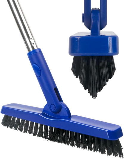 CELOX Grout Brush with Long Handle, 180°Rotation Tile Grout Cleaning Brush, Gray
