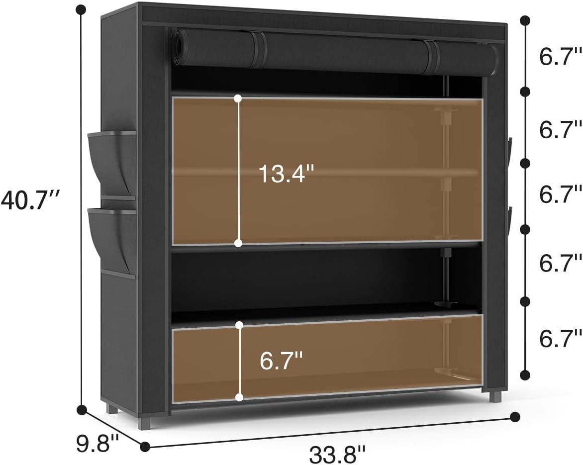 LANTEFUL Shoe Rack with Covers - 10 Tiers Tall Shoe Rack Organizer Large Capacity Shoe Shelf Storage 40 Pairs Space Saving Vertical Shoe Storage Organizer for Closet, Entryway, Dorm, Bedroom