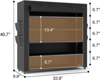LANTEFUL Shoe Rack with Covers - 10 Tiers Tall Shoe Rack Organizer Large Capacity Shoe Shelf Storage 40 Pairs Space Saving Vertical Shoe Storage Organizer for Closet, Entryway, Dorm, Bedroom