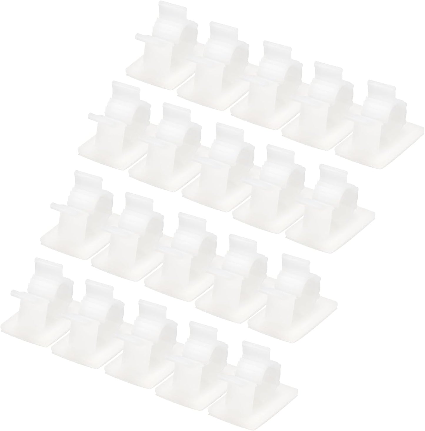 MECCANIXITY 25Pcs Cable Management Clips, 13-16mm Dia Self Adhesive Nylon Wire Holder, Adjustable Organizer Clamp for PC Desk Office, White