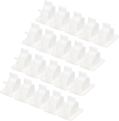 MECCANIXITY 25Pcs Cable Management Clips, 13-16mm Dia Self Adhesive Nylon Wire Holder, Adjustable Organizer Clamp for PC Desk Office, White