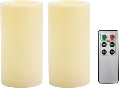 CANDLE CHOICE Waterproof Outdoor Battery Operated Flameless Candles with Remote Timer Plastic Flickering Fake Electric LED Pillars for Lantern Garden Wedding Christmas Decorations 3x4 Inches 3 PCS
