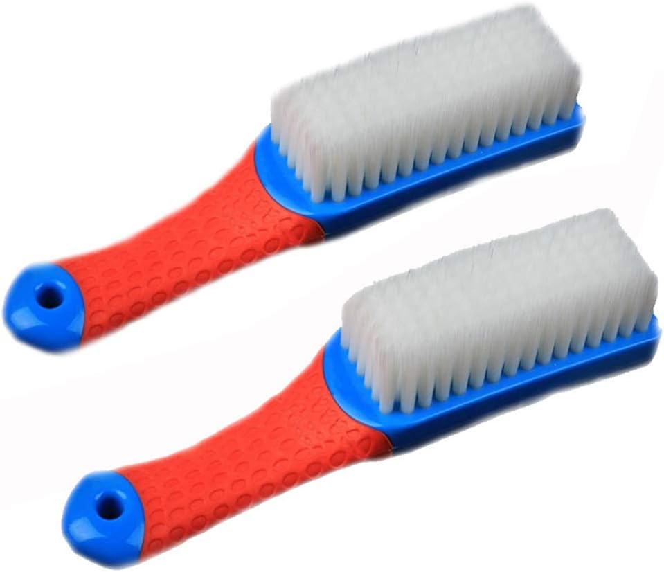 Scrub Brush Comfort Grip & Flexible Stiff Bristles Heavy Duty for Bathroom Shower Sink Carpet Floor, Blue Red
