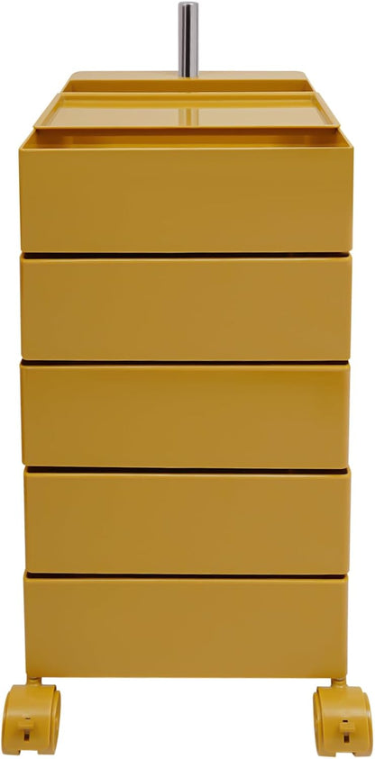 TFCFL 5 Tier Rolling Storage Cart, 360° Rotating Sofa Side Cabinet, Storage Cabinet Bedside Table for Bathroom Kitchen, Movable Narrow Cabinet with Wheels for Living Rooms, Kitchens, Offices (White)