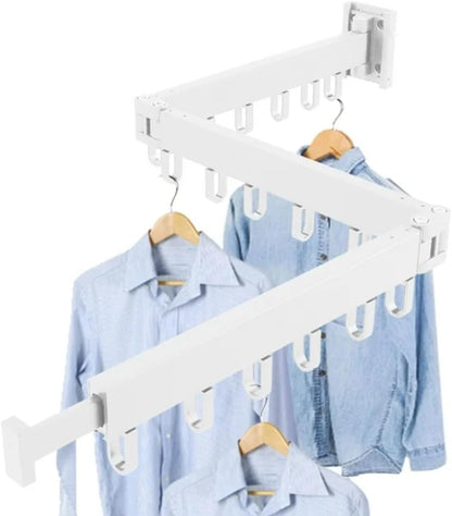 Clothes Drying Rack Wall Mounted Retractable, Aluminum Collapsible Laundry Organizer, Space-Saver Hanger Holds Quilts for Bedroom Bathroom Balcony (Grey)