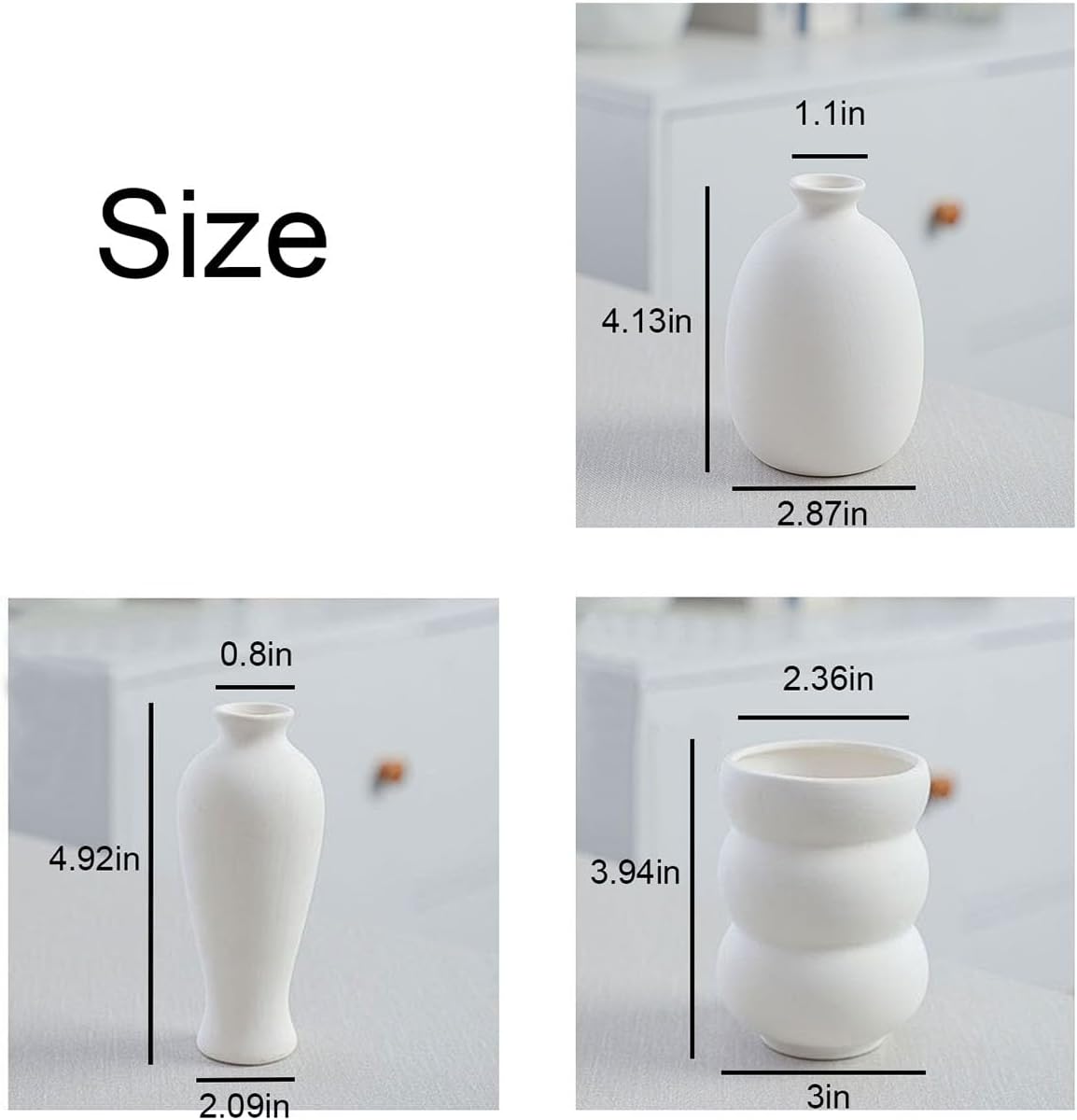 Daittin Small Ceramic Vase Set, Mini Flower Vases for Home Decor, Aesthetic Table Centerpieces for Living Room Bedroom Bathroom Shelf (Style-5)