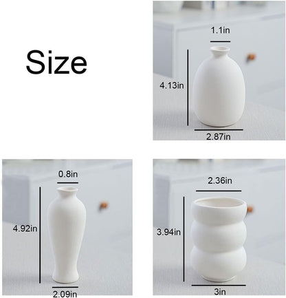 Daittin Small Ceramic Vase Set, Mini Flower Vases for Home Decor, Aesthetic Table Centerpieces for Living Room Bedroom Bathroom Shelf (Style-5)