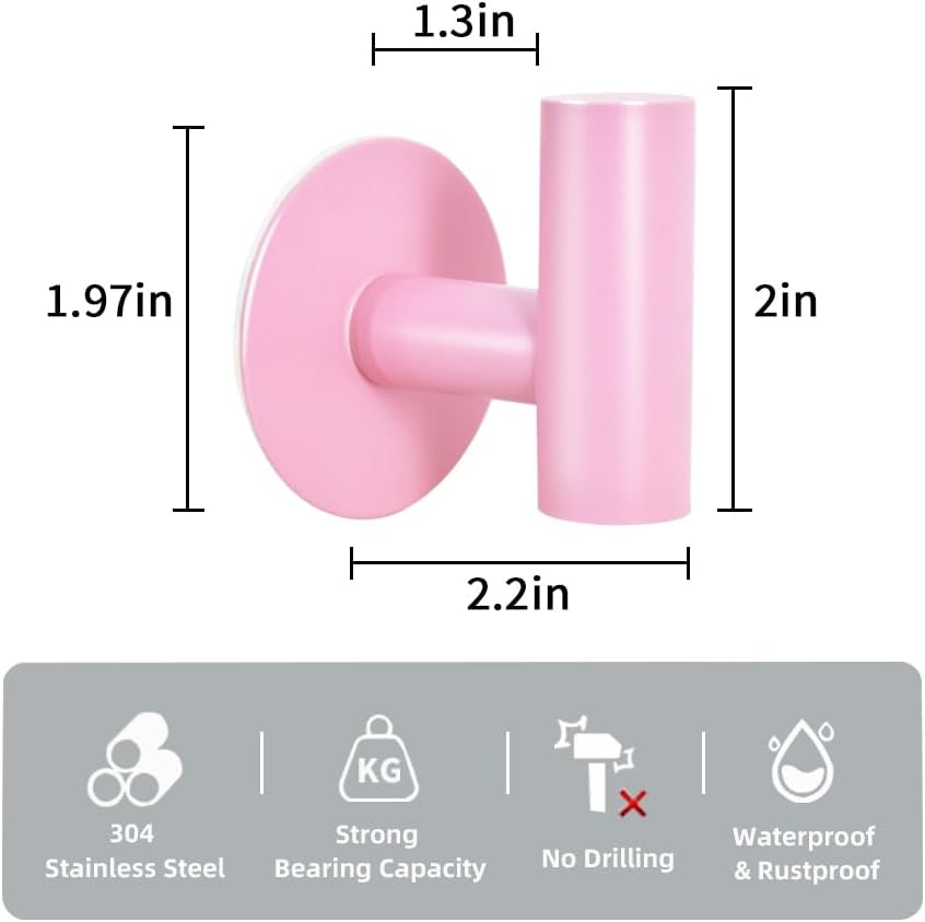 Vuzvuv Adhesive Hooks White SUS304 Stainless Steel - Self Adhesive Heavy Duty Waterproof Wall Hooks for Towel, Coat, Robe in Bathrooms Kitchen Hotel (2-Pack)