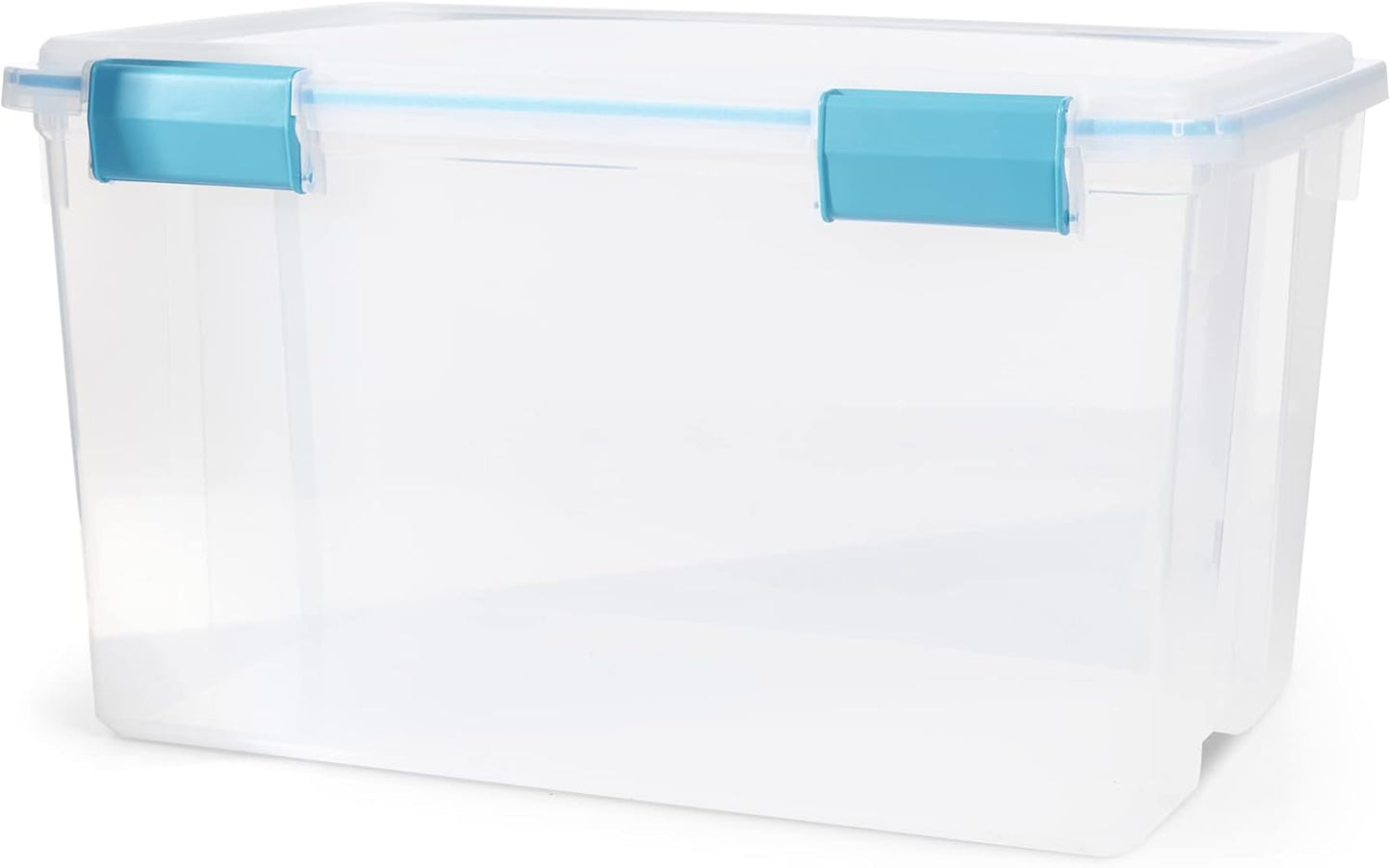 Sterilite 4-Pack Gasket Box, Home Storage Organizer Bins with Lids, 37 Quart – Stackable Clear Plastic Containers for Bedroom, Bathroom, Garage, Basement, or Attic
