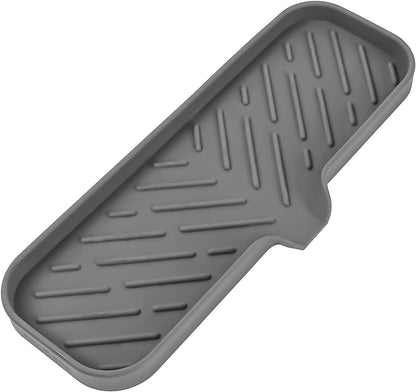 MicoYang Silicone Bathroom Soap Dishes with Drain Spout-Bathroom and Kitchen Sink Organizer,Sponge Holder,Dish Soap Tray,Perfect for Dispenser,Scrubber,Bottle,Cup on Sink or Counter-Coffee 4.9"×3.2"