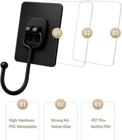 Luxe Hooks, Heavy Duty Wall Hooks, Waterproof Self Adhesive Hooks for Bathroom, Kitchen, Shower & Office, No Drill Wall Hooks for Towels, 10 Counts. (10, Transparent)