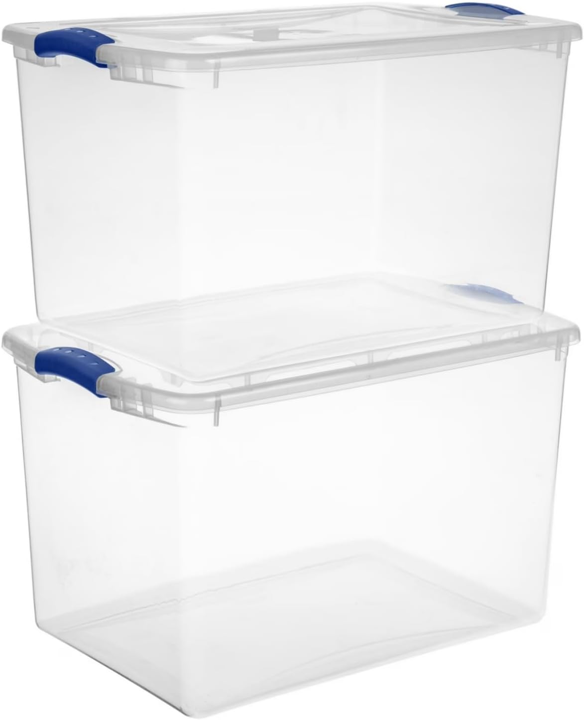 41 Quart Under Bed Storage Bins with Snap-On Lids, 2-Pack, Clear Plastic Stackable Tote Boxes, Closet Storage for Clothes Storage & Bedroom Organization