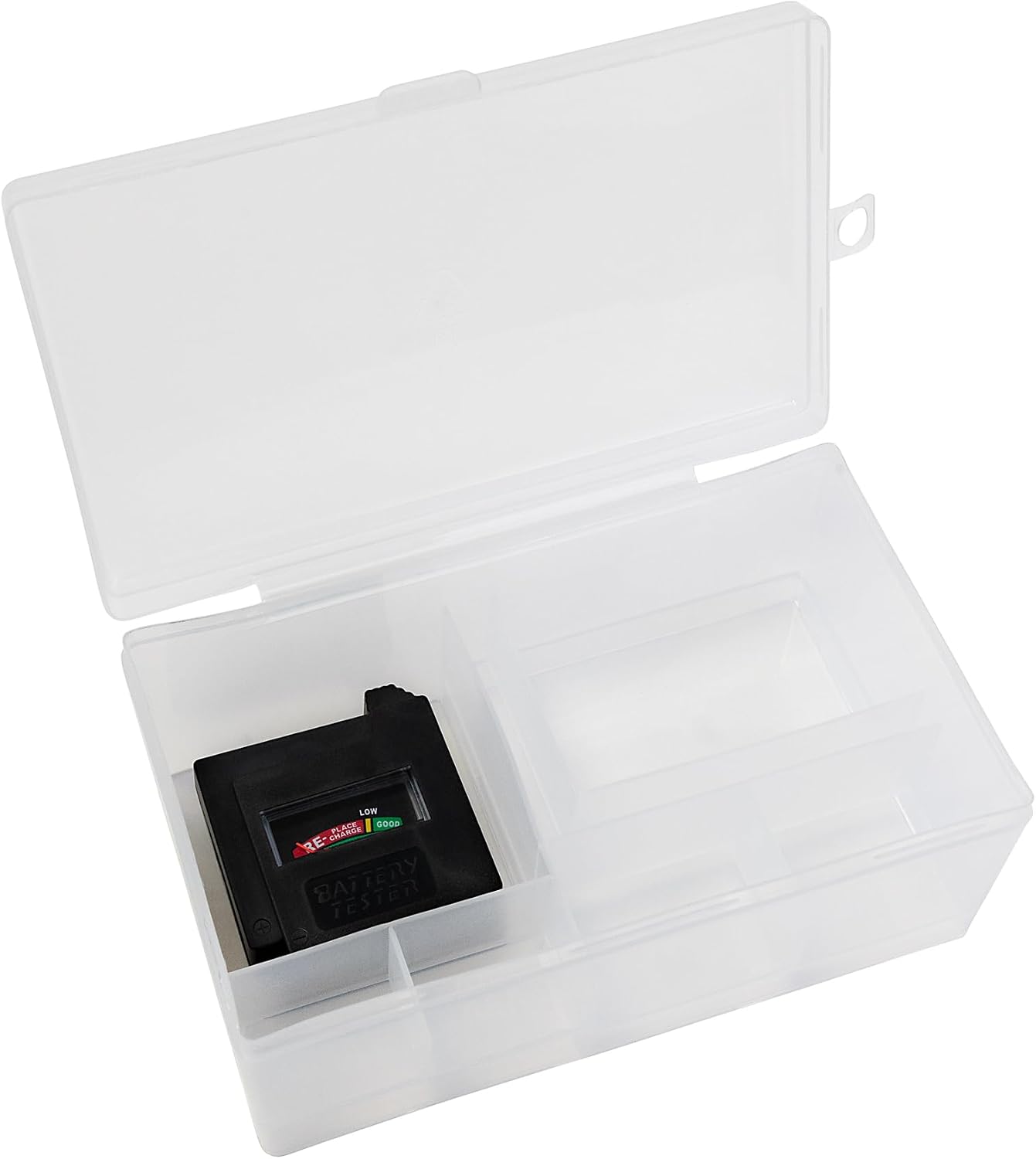 Dial Industries Battery Organizer Case with Tester for 12 AAA 12 AA 6C 4D | Compact cases for organizing in garage, toolboxes, RVs etc. Clear cases so easy to find in emergencies vs loose in drawer.