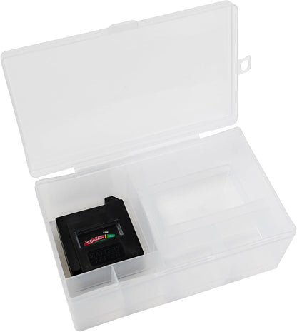 Dial Industries Battery Organizer Case with Tester for 12 AAA 12 AA 6C 4D | Compact cases for organizing in garage, toolboxes, RVs etc. Clear cases so easy to find in emergencies vs loose in drawer.