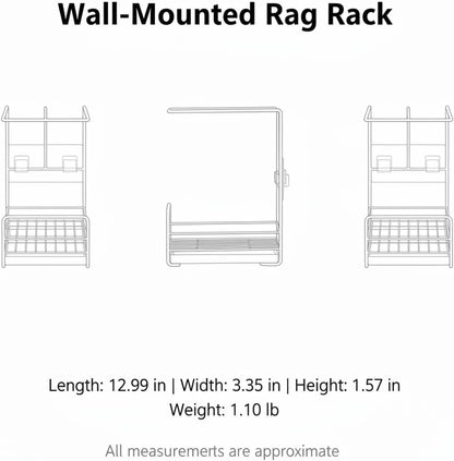 Wall-Mounted Rag Rack, Carbon Steel Sponge and Cloth Holder for Kitchen Sink Side Organization (1 PC)