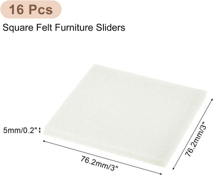 uxcell Furniture Pads, 16Pcs 2.5" - Square Self Adhesive Felt Furniture Pads, Floor Protectors for Furniture Feet Chairs Legs Hardwood Floors (Brown)