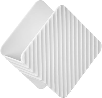 Cleaning Cloth Storage Rack, Perforation Frees Wall Hanging Sink Plastic Dishwashing Scrubber Organizer Dish Sponge Holder Drain Rack for Kitchen (White)