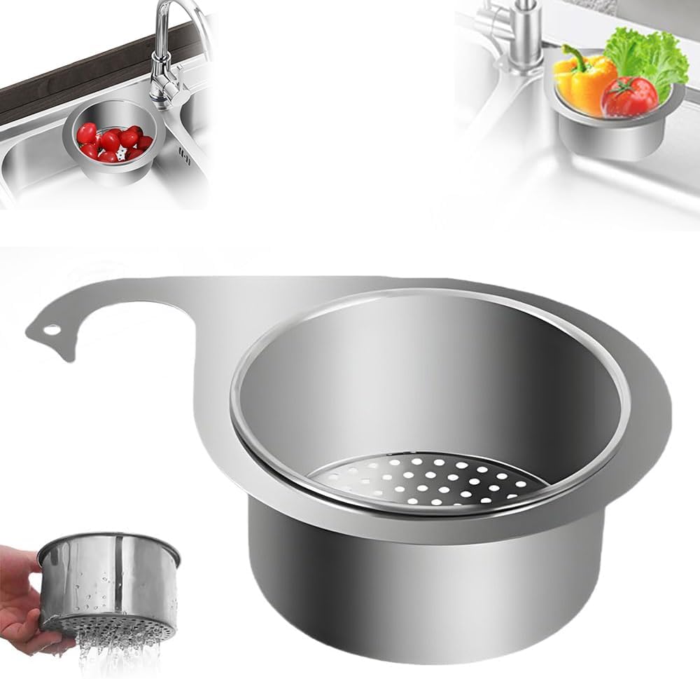 Stainless Steel Swan Sink Strainer Basket, 2025 New Multifunctional Kitchen Draining Basket for Sinkt, Corner Sink Strainer Baskets for Kitchen Fruit Vegetable (1pcs)