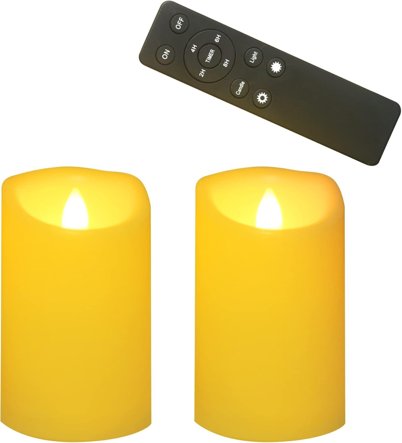 CANDLE CHOICE Waterproof Outdoor Battery Operated Flameless Candles with Remote Timer Plastic Flickering Fake Electric LED Pillars for Lantern Garden Wedding Christmas Decorations 3x4 Inches 3 PCS