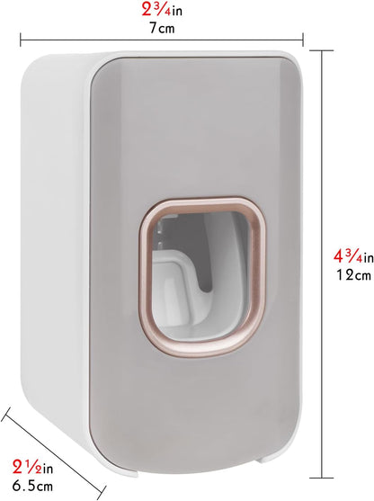 2 Slot Toothbrush Holder and Toothpaste Dispenser Wall Mounted, Automatic Toothpaste Squeezer, 2 in 1 Tooth Brush Toothpaste Organizer for Shower (Grey)