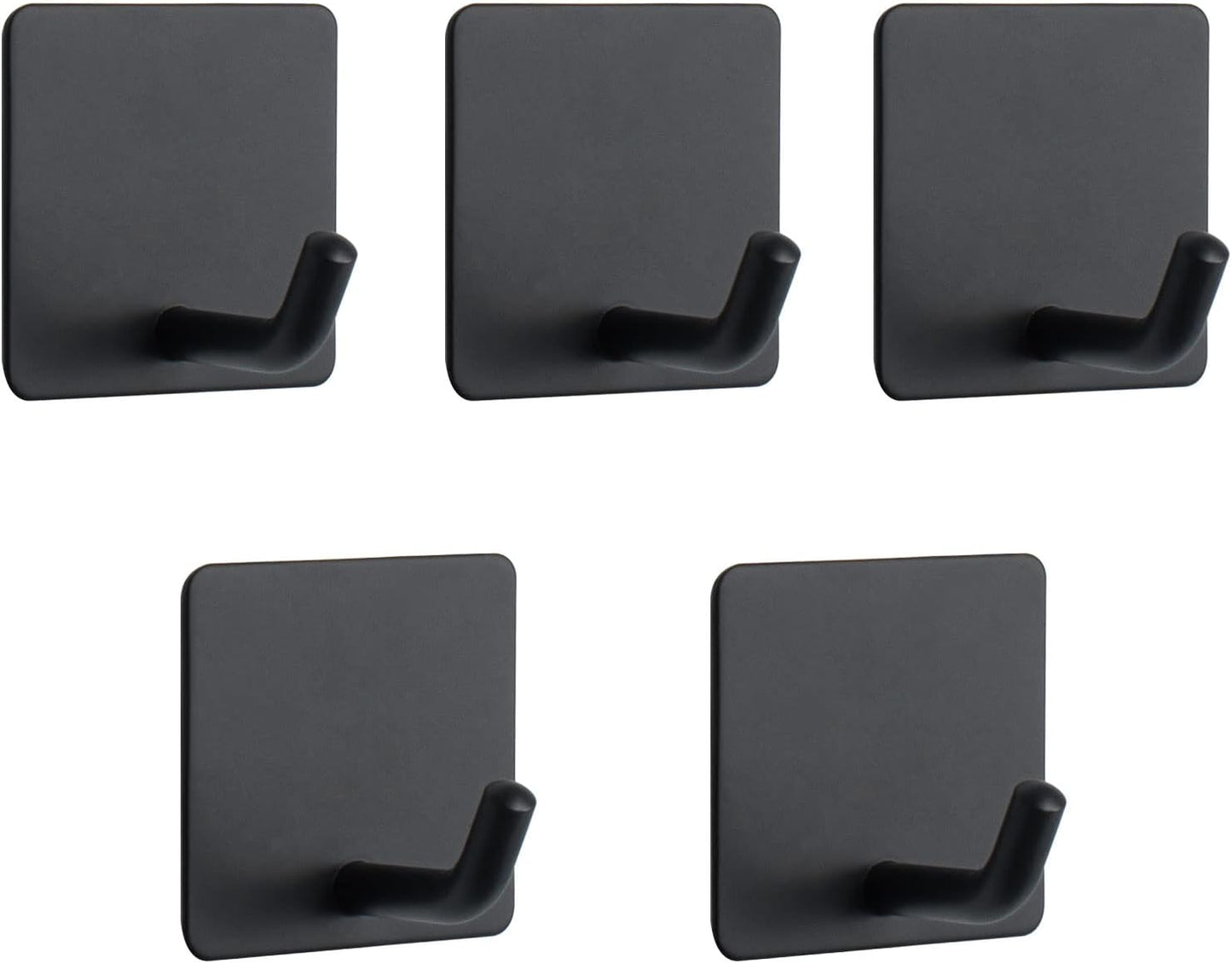 NearMoon Adhesive Hooks- Heavy Duty Bath Wall Hooks Waterproof Stainless Steel Towel Hangers Stick on Wall Clothes Holders for Bathroom Kitchen Home, 5 Pack (Brushed Nickel)
