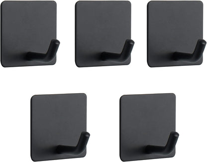 NearMoon Adhesive Hooks- Heavy Duty Bath Wall Hooks Waterproof Stainless Steel Towel Hangers Stick on Wall Clothes Holders for Bathroom Kitchen Home, 5 Pack (Brushed Nickel)