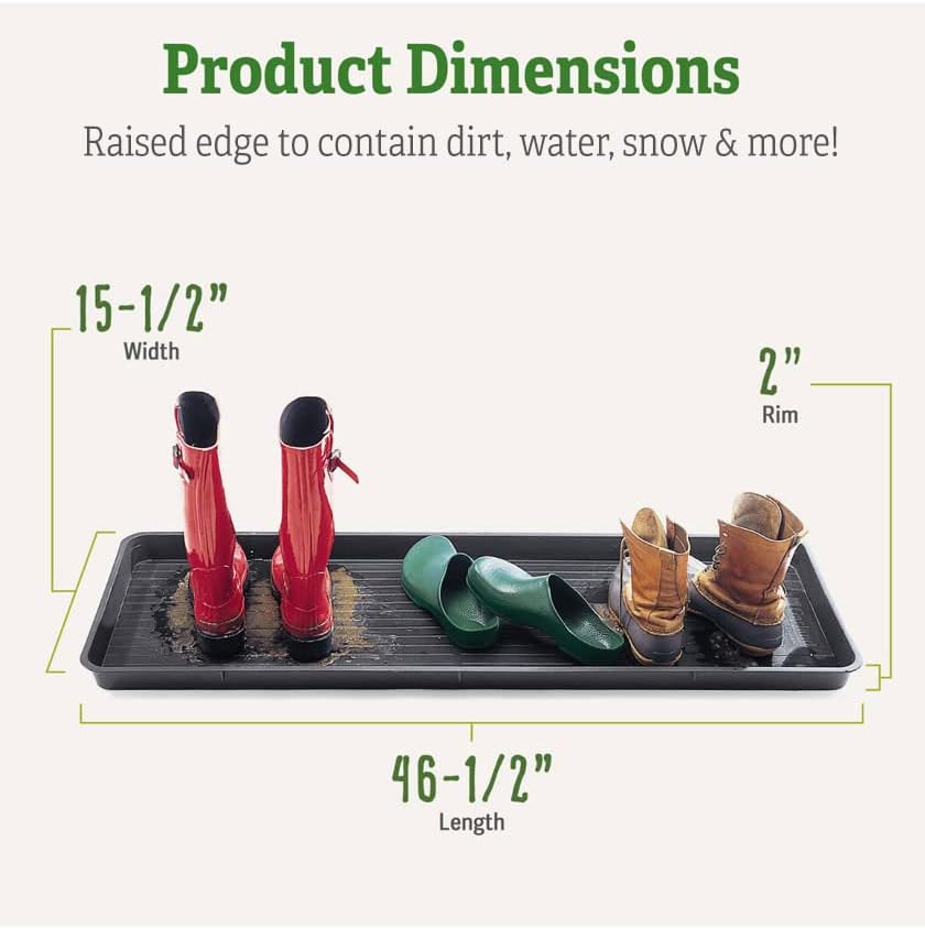 Gardener's Supply Company Entrance Boot Tray | Multi-Purpose All Weather Waterproof Indoor and Outdoor Shoe Mat Made with 100% Durable Recycled Plastic | 22" L x 15.5" W 2" Deep, Black - Size Small