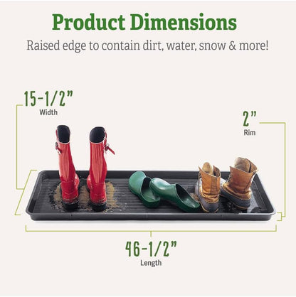 Gardener's Supply Company Entrance Boot Tray | Multi-Purpose All Weather Waterproof Indoor and Outdoor Shoe Mat Made with 100% Durable Recycled Plastic | 22" L x 15.5" W 2" Deep, Black - Size Small