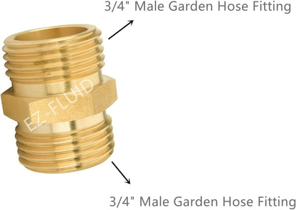 (1) EZ-FLuid 3/4" FHT Female Garden Hose Wye Two way Splitter, Heavy Duty Brass Hose Y Splitter with 1/4Turn Shutoff Ball Valve,2-way 3/4"GHT Threads Connector For outside faucet and hose bibb spigot