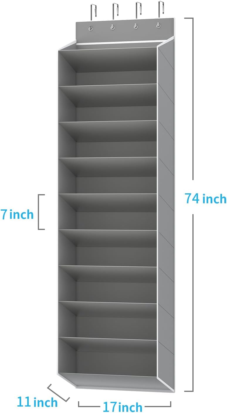 REGELETO 28 Large Pocket Over the Door Shoe Organzier, Hanging Shoe Rack for Door Large Capacity Shoe Organizer Holder with 4 Metal Hooks.
