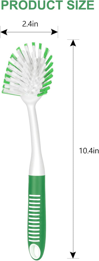 SetSail Dish Brush with Handle, 2 Pack Stiff Bristles Dish Scrubber with Built-in Scraper Dish Scrub Brushes for Cleaning Dishes, Pots and Pans, Kitchen Sink