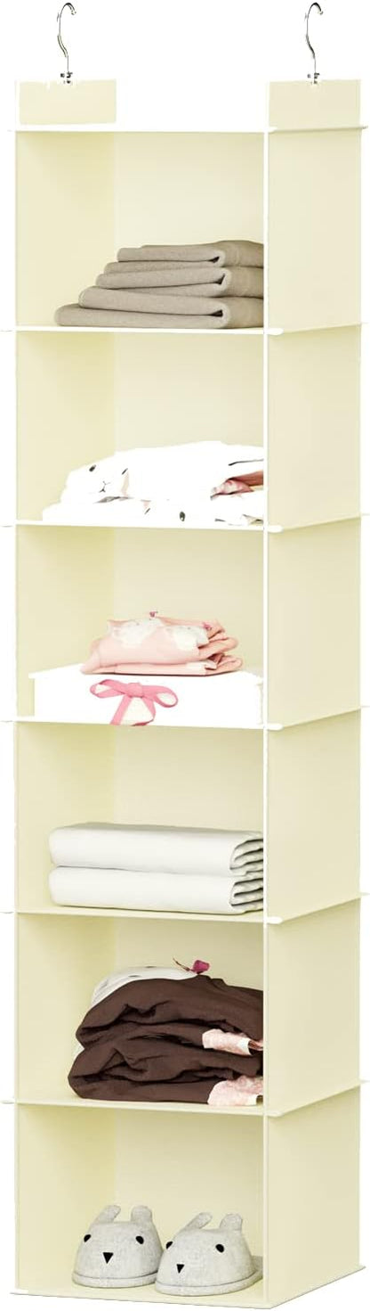 YOUDENOVA Hanging Closet Organizer, 6-Shelf Closet Hanging Shelves, Grey