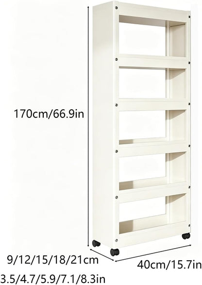 Slim Storage Cart with Multi-Width Options, Carbon Steel Rolling Utility Cart, Narrow Gap Organizer for Kitchen Next to Fridge, Bathroom, Laundry Room(Gray 6-Tier 5.9" W x 66.9" H) - Colors A
