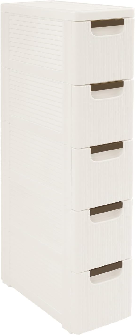 3 Drawers Slim Bathroom Storage Cabinet,Narrow Plastic Storage Cart,Rolling Dresser on Wheels for Bedroom,Living Room,Bathroom,Kitchen