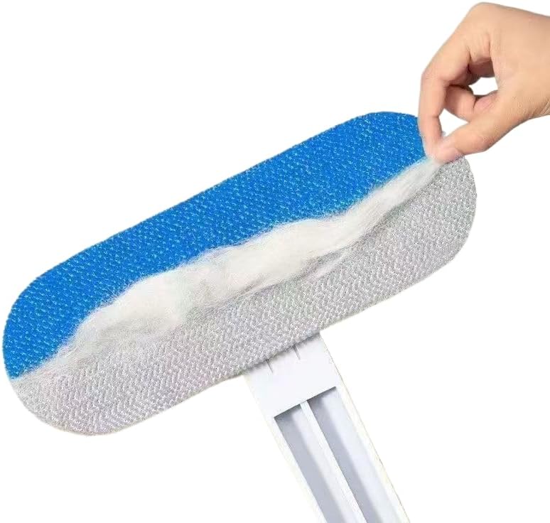Carpet Rake for Pet Hair Removal Matted Carpet Blackboard Window Screen Cleaning Brush Set, Long Handle Pet Furs Dog Cat Hairs Remover Couch Lint Brush Set, Dog Hair Broom 4 in 1, 24.45" Washable