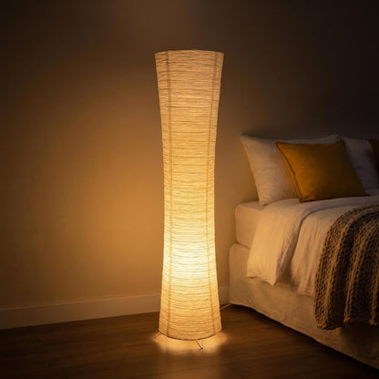 Tall Rice Paper Floor Lamp LED Light with Remote Dimmable Control, Japanese Style Ambient Standing Lamp for Living Room Bedroom Office Modern Home Decor Lighting