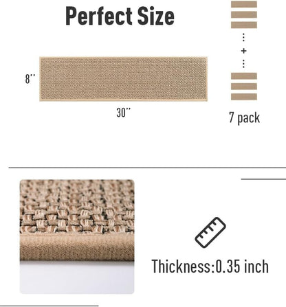 PADOOR Non Slip Stair-Treads,Rubber Backing Stair-Runners for Wooden Steps,15PCS Residue Free Carpet Stair Treads for Kids and Dogs 8"x30" Beige