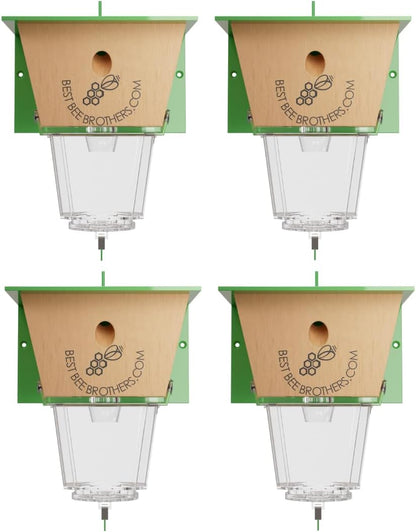 Best Bee Brothers Ultimate Carpenter Bee Trap for Outside | Large Clear External Receptacle, Internal Bee Vault, Spring-Loaded Door, 5.75" L x 6" W x 4.5" H