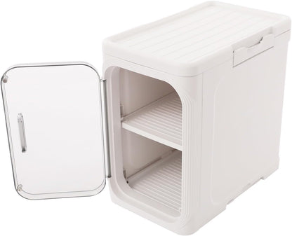 4-Tier Stackable Narrow Storage Cabinet with Wheels and Doors,Slim Plastic Rolling Cart with Adjustable Shelves,Foldable Floor Cabinets for Small Space, Bathroom,Kitchen,Beige
