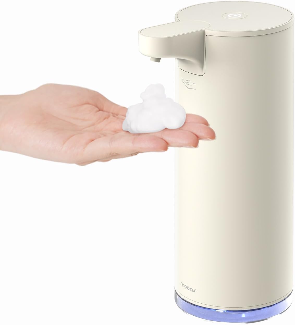 Mooas Automatic Foaming Soap Dispenser - Pure & Clean, Stainless Metal Rechargeable Electric Sensor, Touchless Dish Soap Dispenser for Kitchen & Bathroom, Commercial 9.4oz (Ivory)