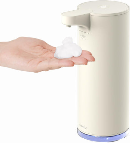 Mooas Automatic Foaming Soap Dispenser - Pure & Clean, Stainless Metal Rechargeable Electric Sensor, Touchless Dish Soap Dispenser for Kitchen & Bathroom, Commercial 9.4oz (Ivory)