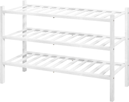 Kitsure Bamboo Wooden Shoe Rack for Closet - Stackable Shoe Organizer with Modular Structure, Space-Saving Shoe Shelf for Entryway, Living Room, Bedroom, 26.8" x 11" x 18.9", Natural