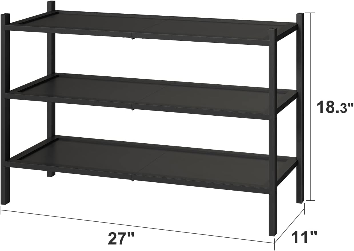 kiplant Small Shoe Rack, 4-Tier Bamboo Wood Shoe Rack for Entryway, Stackable Shoe Organizer for Hallway Closet, Free Standing Shoe Racks for Indoor & Outdoor