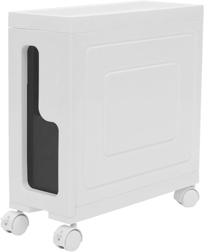 1 Tier Slim Bathroom Storage Cabinet, 15.7" L X 6.3" W X 16.9" H Slim Rolling Cart, 66.14 Lbs Load-Bearing Capacity Narrow Storage Cabinet for Living Room, Kitchen, Bathroom, Office