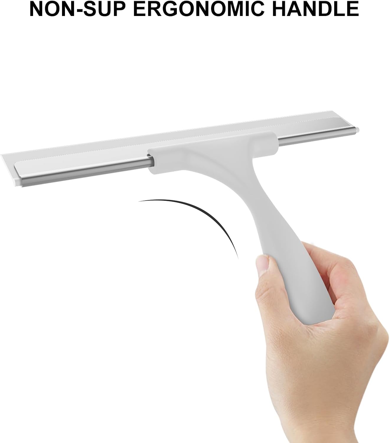 SetSail Squeegee for Shower Glass Door Stainless Steel Shower Squeegee for Glass Doors All-Purpose Window Squeegee for Tile Shower Walls, Sink, Mirror, Bathroom, Car Window Cleaning 10 Inches