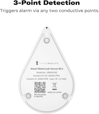THIRDREALITY Zigbee Water Leak Sensor WL2 with Dripping & Leaking Detection, App Notifications, Zigbee Hub Needed, 3-Year Battery Life, No Battery & Srien, Support Home Assistant, SmartThings, Homey