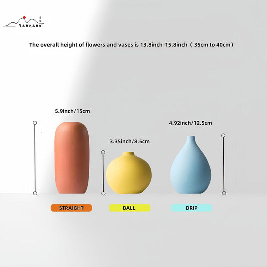 Small Multi Color Ceramic Vase Set 3 for Modern Home Table Decor Living Room Tabletop Bedroom Shelf Office Bookshelf Entryway Coffee Table Mantel Rustic Farmhouse Decorative Vases