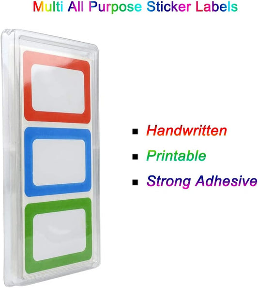 Plain Name Tag Stickers Colorful Border Name Tag Labels - 200 Stickers (3.5 x 2.25 inch)