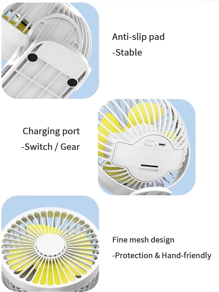 Compact USB Rechargeable Clip on Fan, 6 Inches Portable Personal Fan for Outdoors, Car Seat, Gym - Black