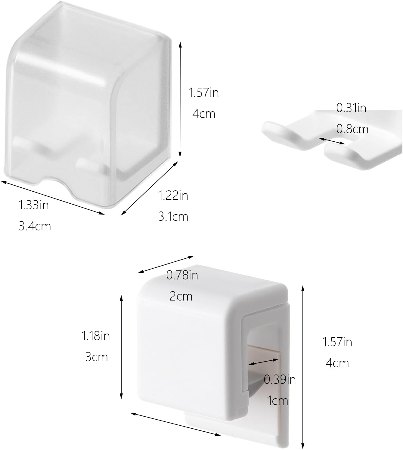 2PCS White Toothbrush Holder Wall Mounted with Cover, Toothbrush Storage Organizer for Dorm, Self Adhesive Toothbrush Hanger, for Bathroom, Shower, Cabinet, with 2PCS White Toothpaste Clip